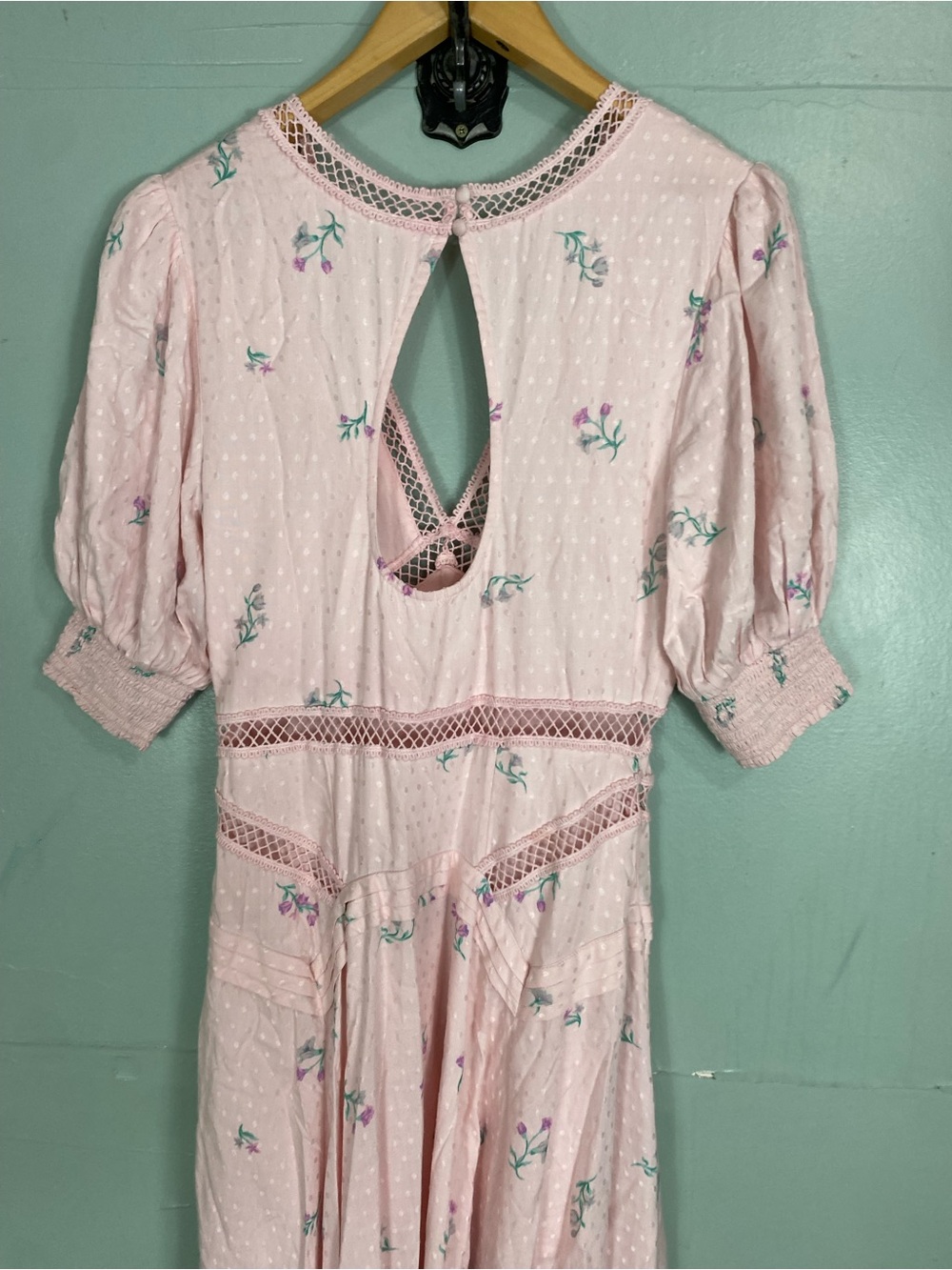 Free People Still In Love Maxi Dress Pink Floral Size 6 - Picture 5 of 5